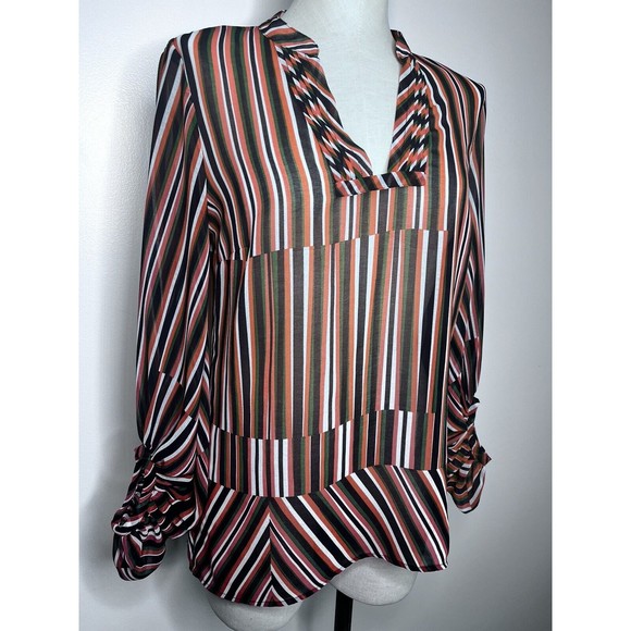 CAbi Ultimate Striped Top 5519 Sheer Balloon Sleeve Blouse 5519 - Picture 3 of 12